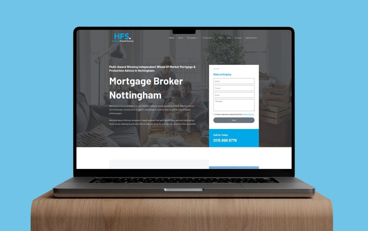 A modern mortgage broker website design featuring user-friendly navigation and appealing visuals for easy access to services.