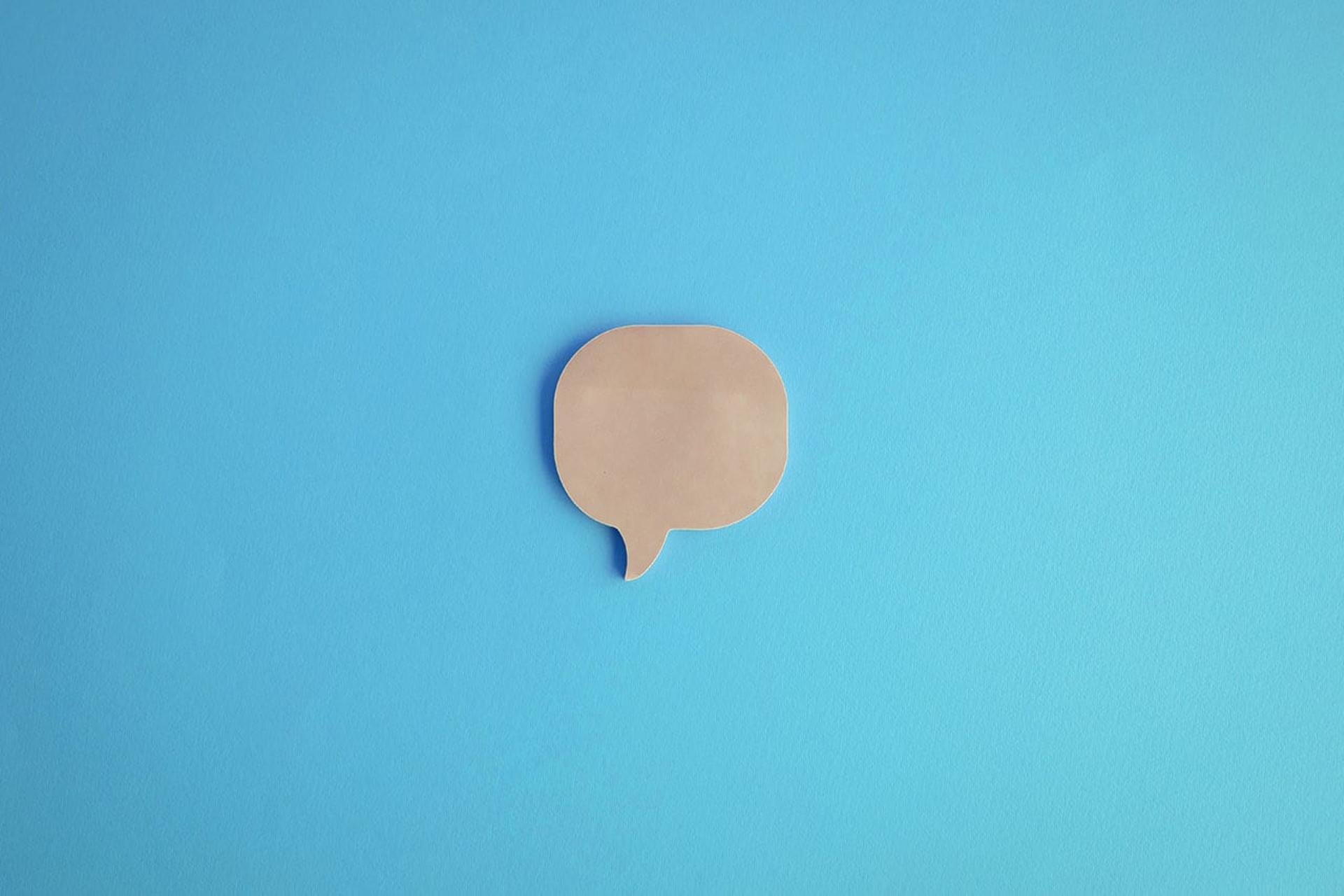 speech bubble on a blue background