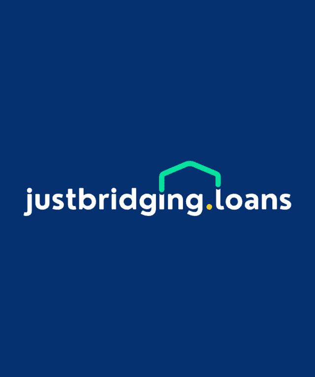 Logo of justbridging.loans with a stylised house roof above the words